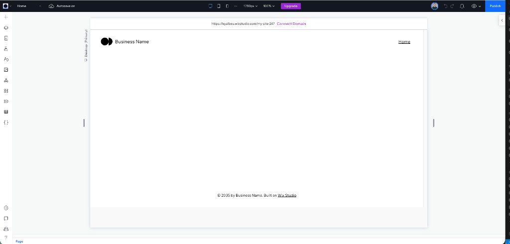 Blank site with Add Panel collapsed (control)